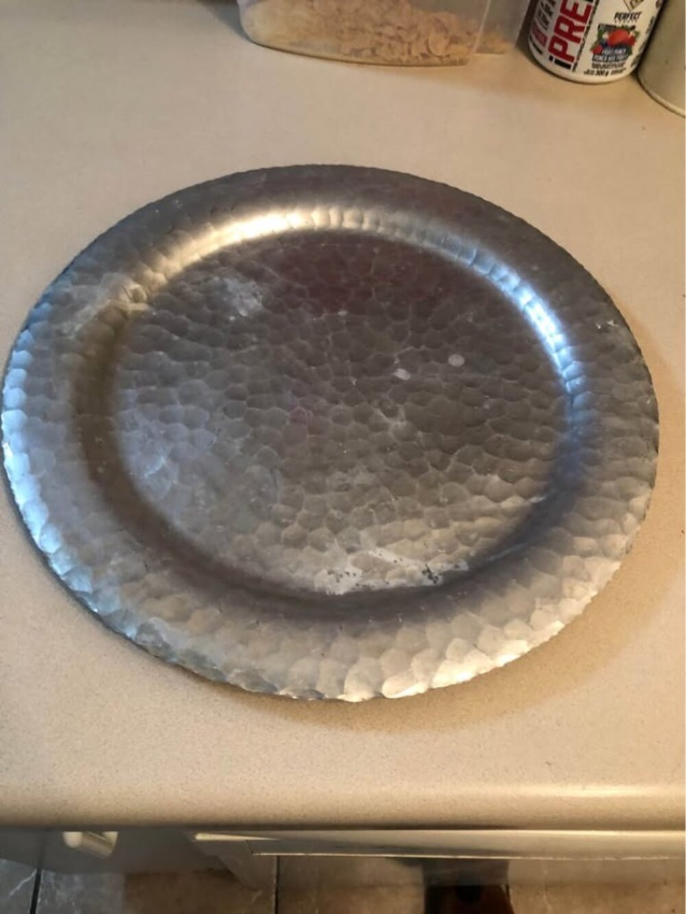 Vintage Wilfred Day Hammered Metal Round Serving Tray MCM